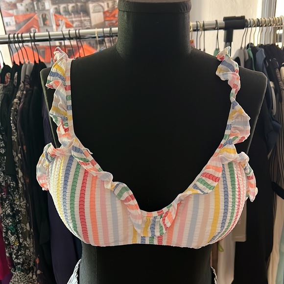 J. Crew  XL NWT summer top/ bikin / beach top. Adorable! PASTEL STRIPPED 🍭 - Picture 1 of 6